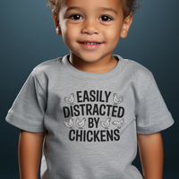 Easily Distracted By Chickens Toddler - Athletic Heather
