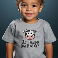 I Just Freaking Love Cows Toddler Dark - Athletic Heather