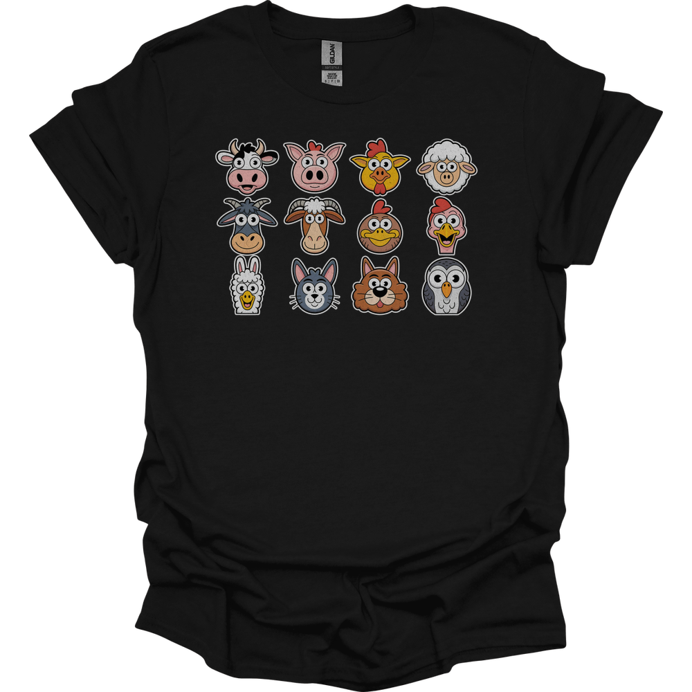 Barnyard Animals Adult Unisex Tee - Black