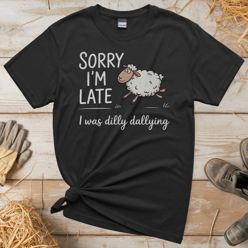 Dilly Dallying Sheep (Adult Unisex Tee) - Black
