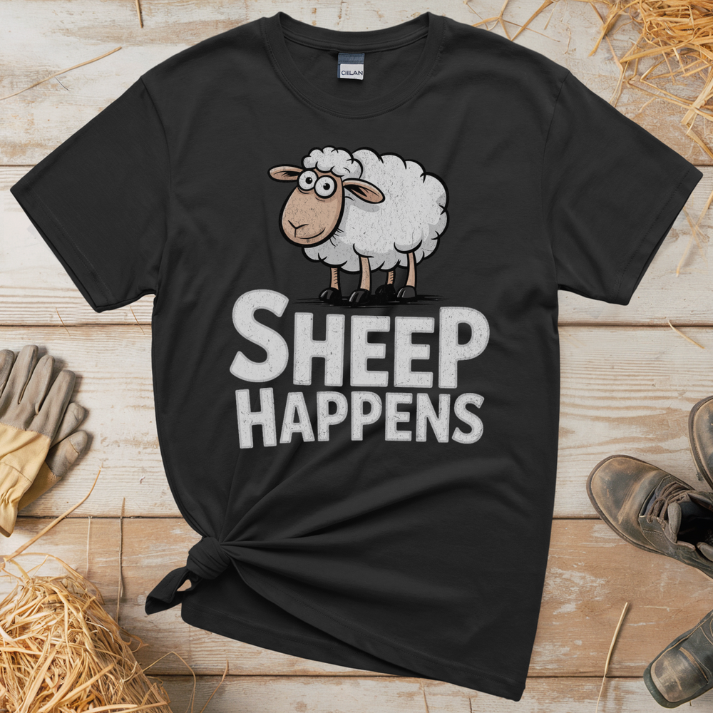 Sheep Happens (Adult Unisex Tee) - Black