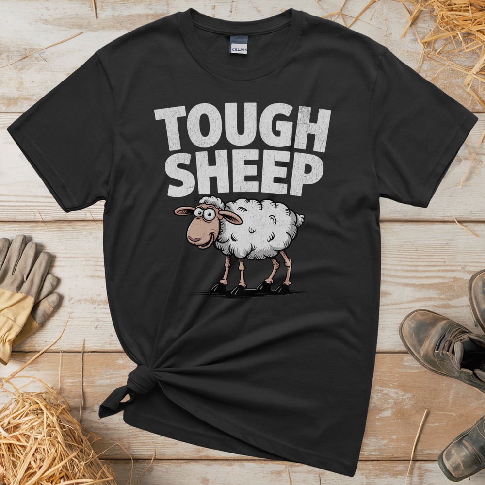 Funny Tough Sheep (Adult Unisex Tee) - Black