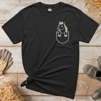 Horse In Pocket (Adult Unisex Tee) - Black