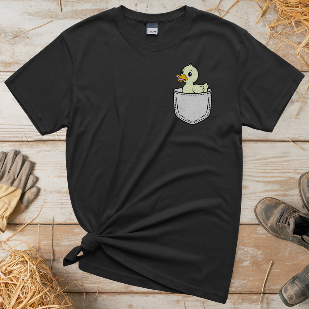 Duck In Pocket (Adult Unisex Tee) - Black