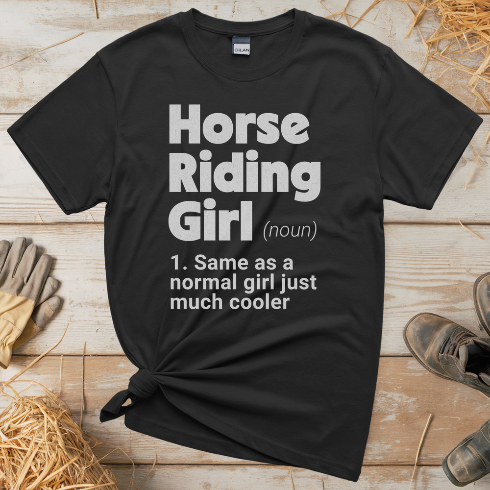 Horse Riding Girl Tee - Black
