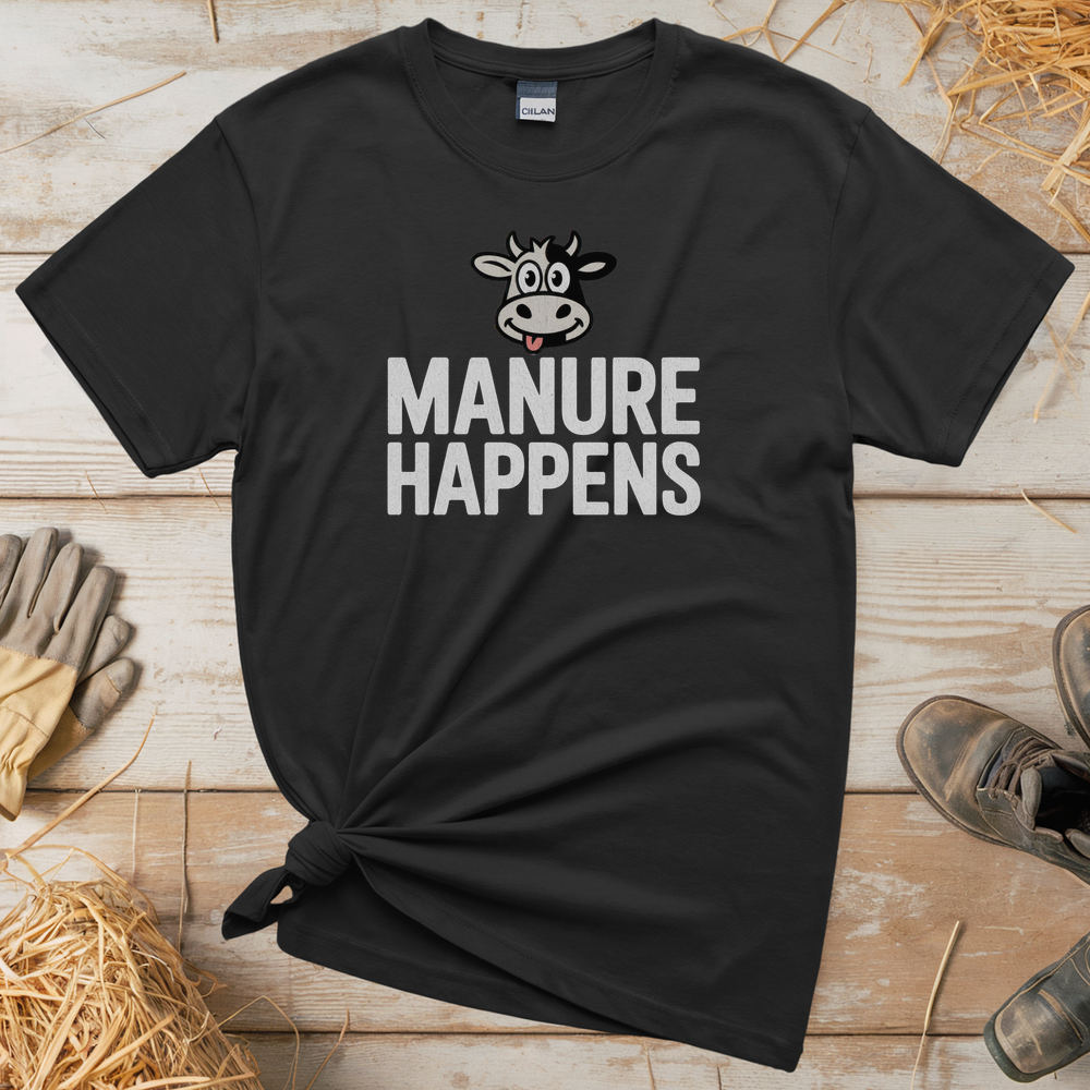 Manure Happens Adult Tee - Black