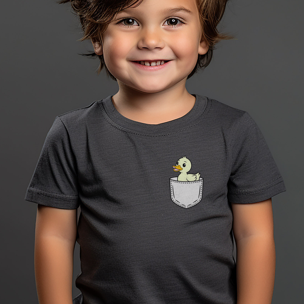 Duck In Pocket Toddler T Shirt - Dark Heather Grey