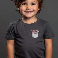 Sheep And Pig In Pocket Toddler T Shirt - Dark Heather Grey