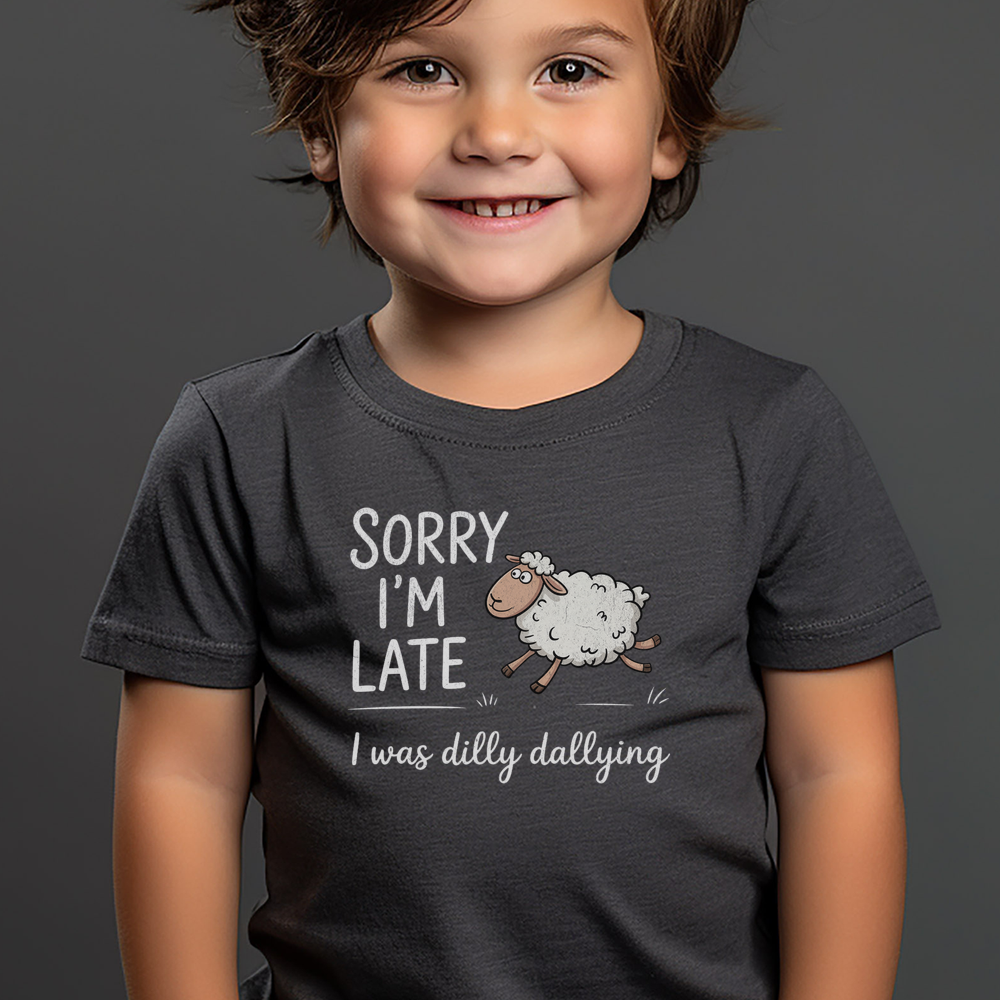 Dilly Dallying Sheep Toddler T Shirt - Dark Heather Grey