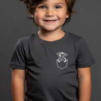 Cow In Pocket Toddler T Shirt - Dark Heather Grey