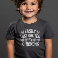 Easily Distracted By Chickens Toddler - Dark Heather Grey
