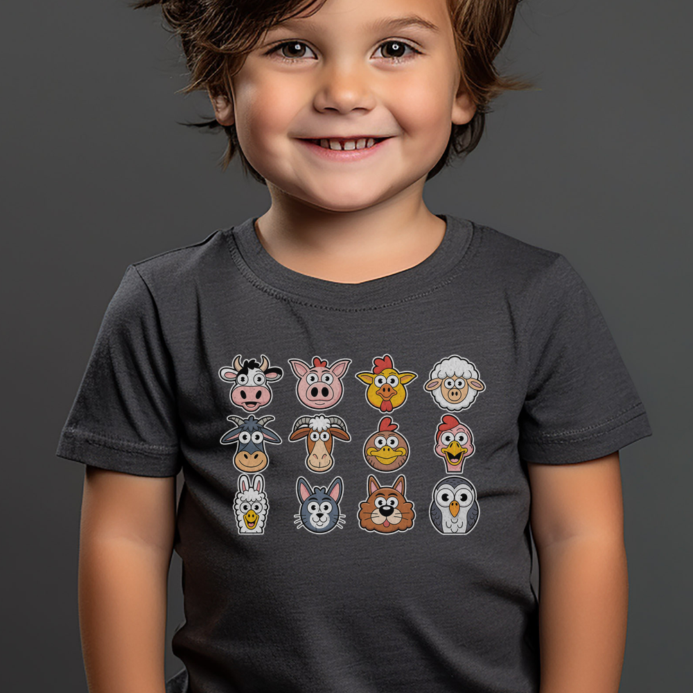 Barnyard Animals Toddler - Dark Heather Grey