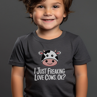 I Just Freaking Love Cows Toddler Dark - Dark Heather Grey