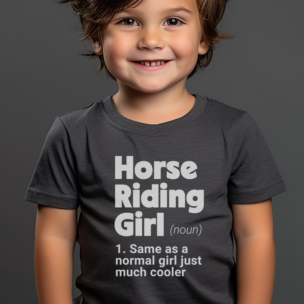 Horse Riding Girl Toddler Tee - Dark Heather Grey