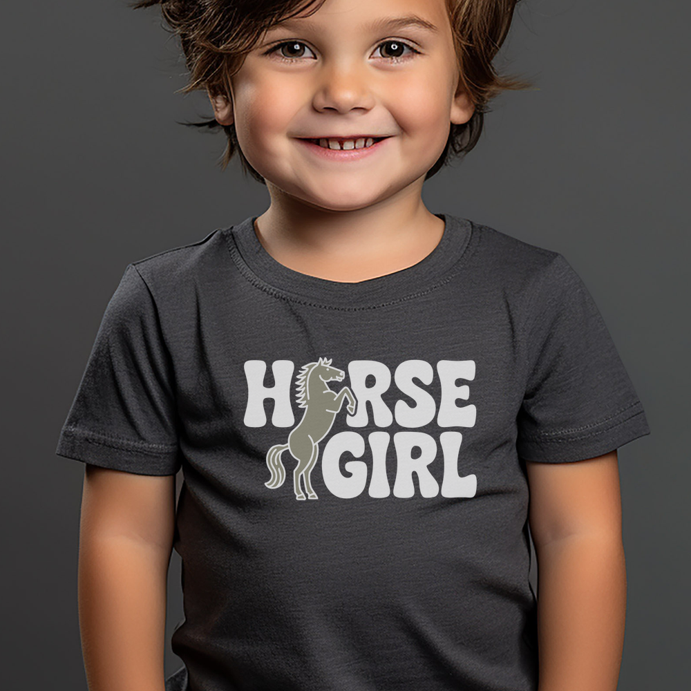 Horse Girl Toddler Tee - Dark Heather Grey