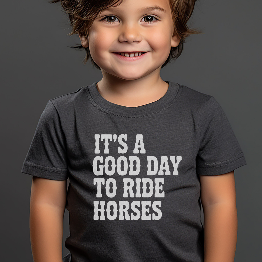 Good Day To Ride Horses Toddler Tee - Dark Heather Grey