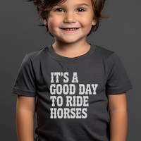 Good Day To Ride Horses Toddler Tee - Dark Heather Grey