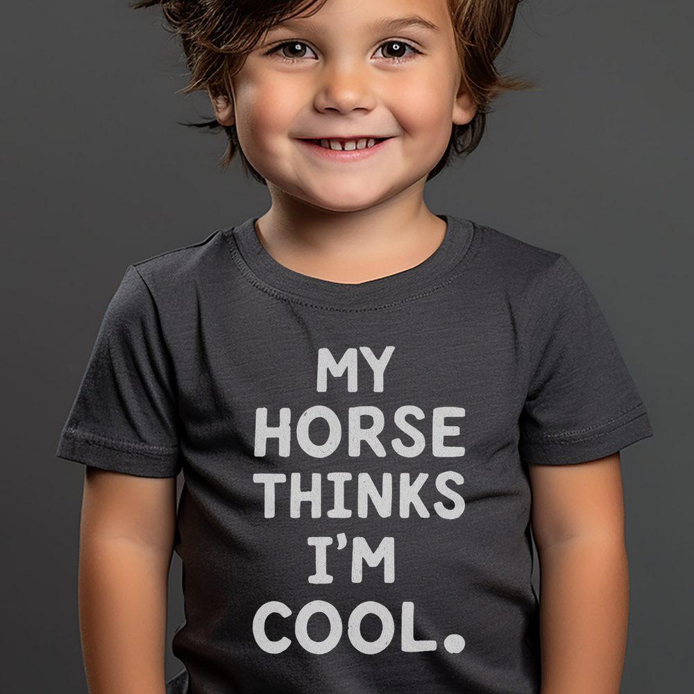 My Horse Thinks Im Cool Toddler Tee - Dark Heather Grey