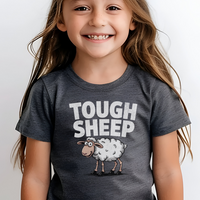 Funny Tough Sheep Child T Shirt - Dark Heather