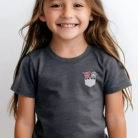 Sheep In Pocket Child T Shirt - Dark Heather