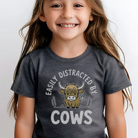 Easily Distracted By Cows Child - Dark Heather
