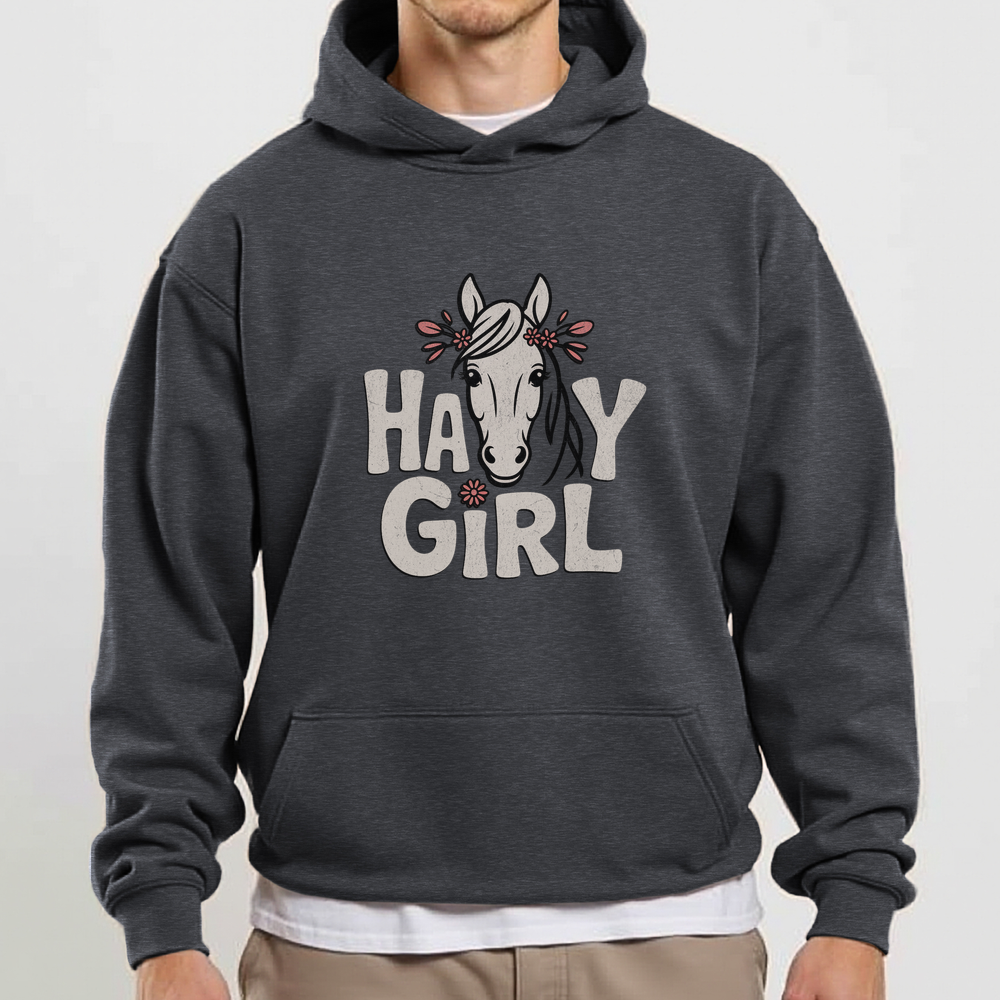Hay Girl (Adult Hoodie) - Dark Heather