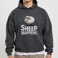 Funny Sheep Happens (Adult Hoodie) - Dark Heather