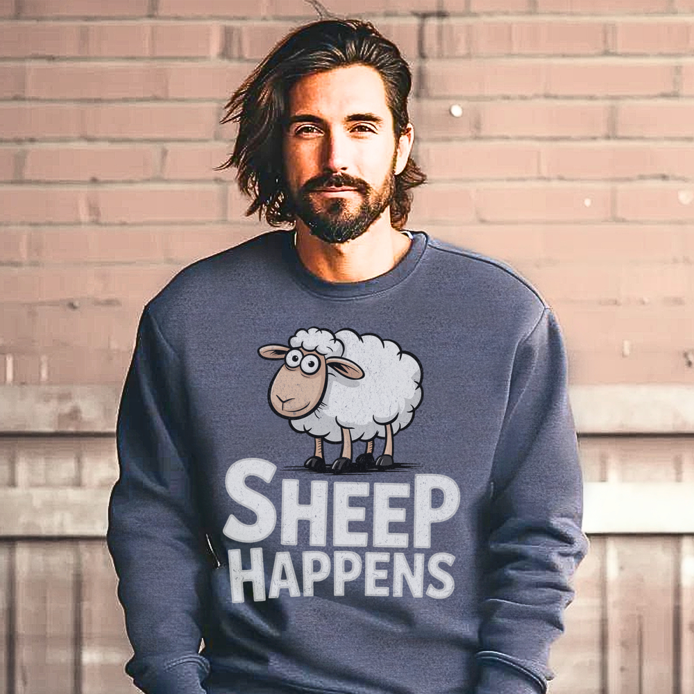 Funny Sheep Happens (Adult Sweatshirt) - Dark Heather
