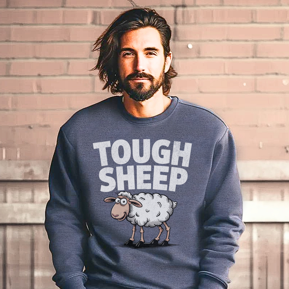 Funny Tough Sheep (Adult Sweatshirt) - Dark Heather
