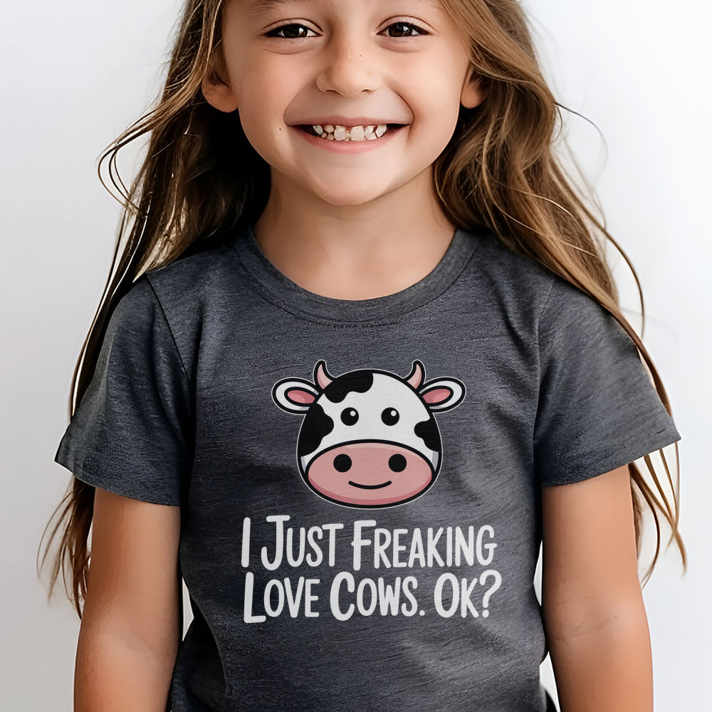 I Just Freaking Love Cows Child Dark - Dark Heather