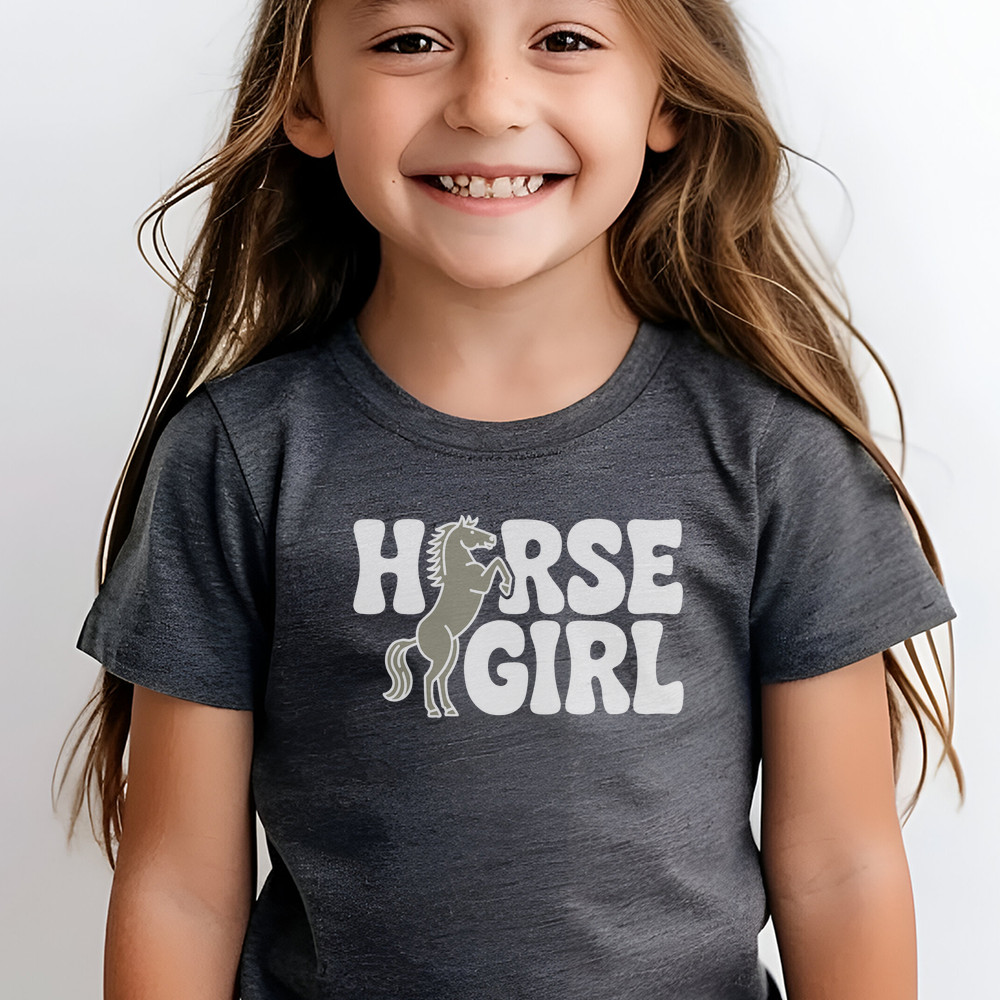 Horse Girl Child Tee - Dark Heather