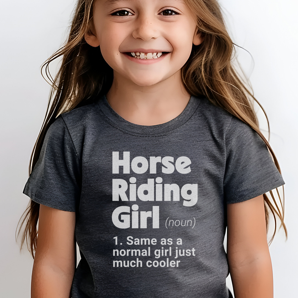 Horse Riding Girl Child Tee - Dark Heather
