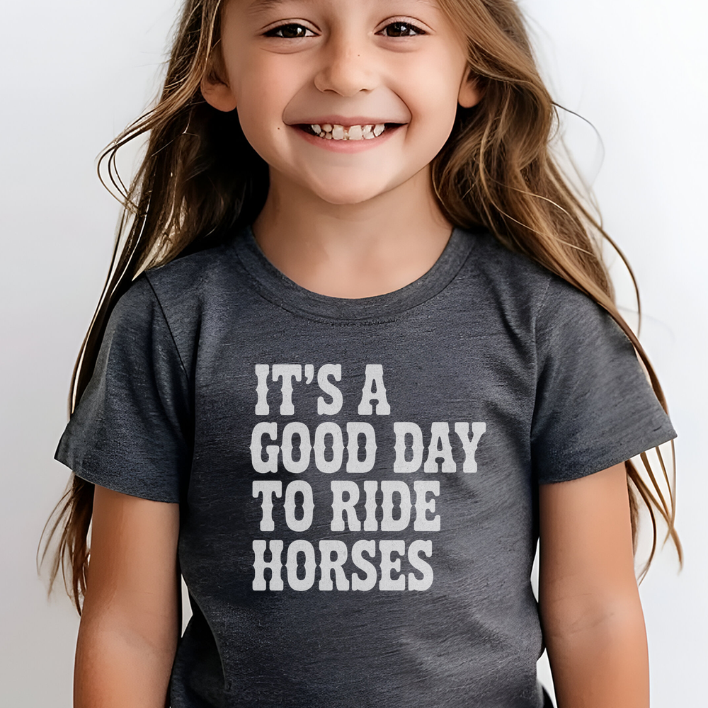 Good Day To Ride Horses Child Tee - Dark Heather