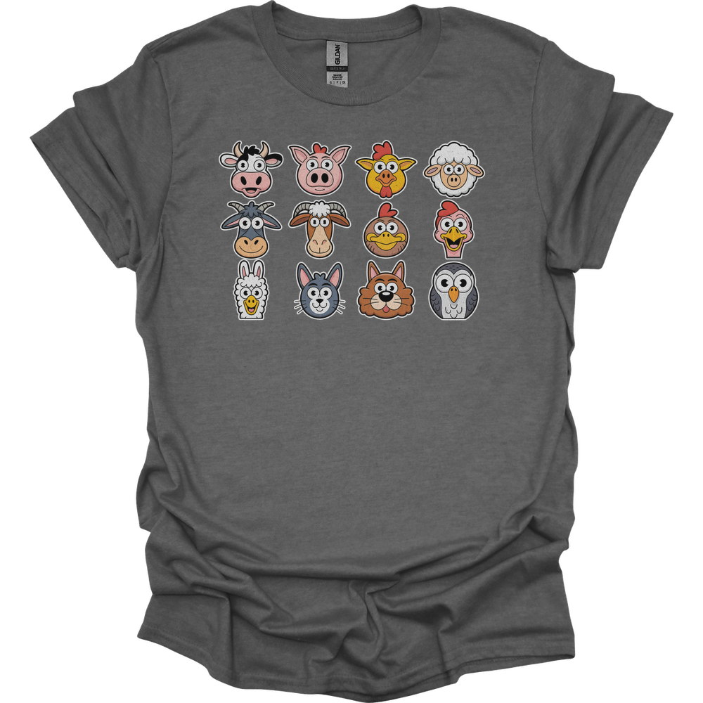 Barnyard Animals Adult Unisex Tee - Graphite Heather