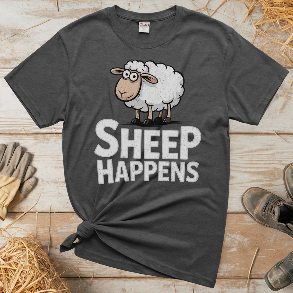 Sheep Happens (Adult Unisex Tee) - Graphite Heather