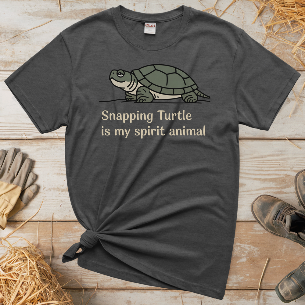 Snapping Turtle Is My Spirit Animal (Adult Unisex Tee) - Graphite Heather