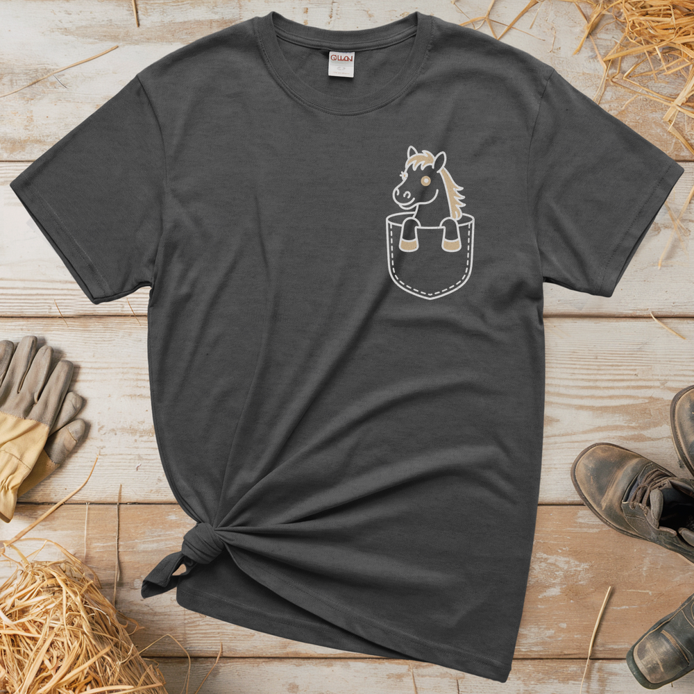 Horse In Pocket (Adult Unisex Tee) - Graphite Heather