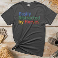 Easily Distracted By Horses (Adult Unisex Tee) - Graphite Heather