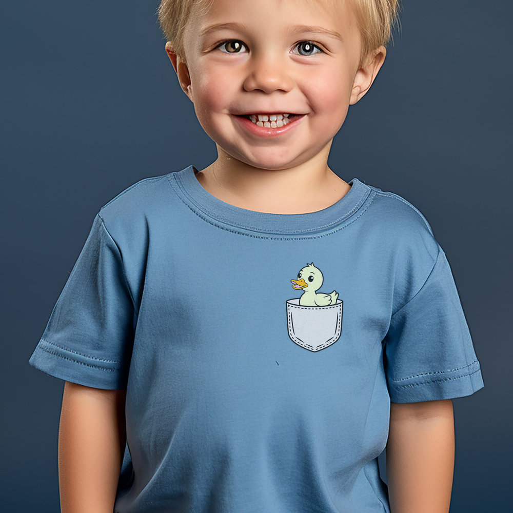 Duck In Pocket Toddler T Shirt - Heather Columbia Blue