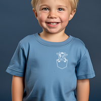 Cow In Pocket Toddler T Shirt - Heather Columbia Blue