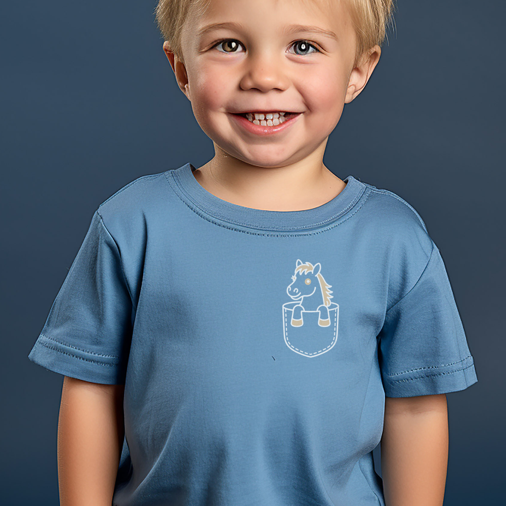 Horse In Pocket Toddler T Shirt - Heather Columbia Blue