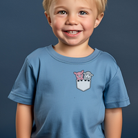 Sheep And Pig In Pocket Toddler T Shirt - Heather Columbia Blue
