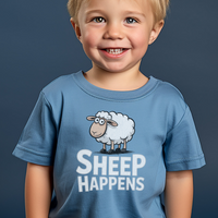 Sheep Happens Toddler T Shirt - Heather Columbia Blue