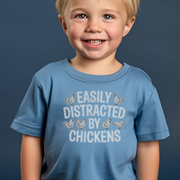 Easily Distracted By Chickens Toddler - Heather Columbia Blue