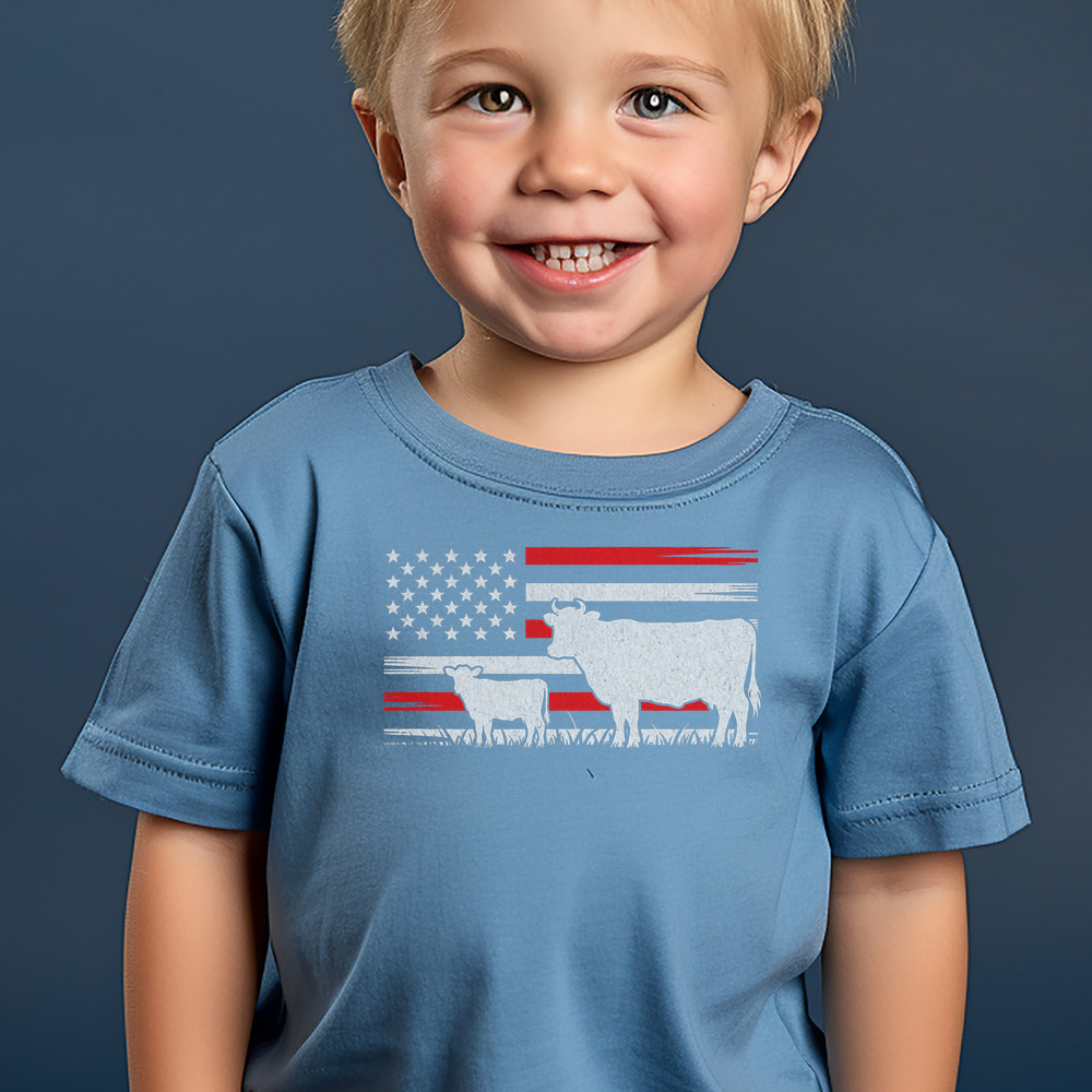 Usa Cow Toddler - Heather Columbia Blue