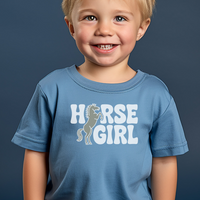 Horse Girl Toddler Tee - Heather Columbia Blue