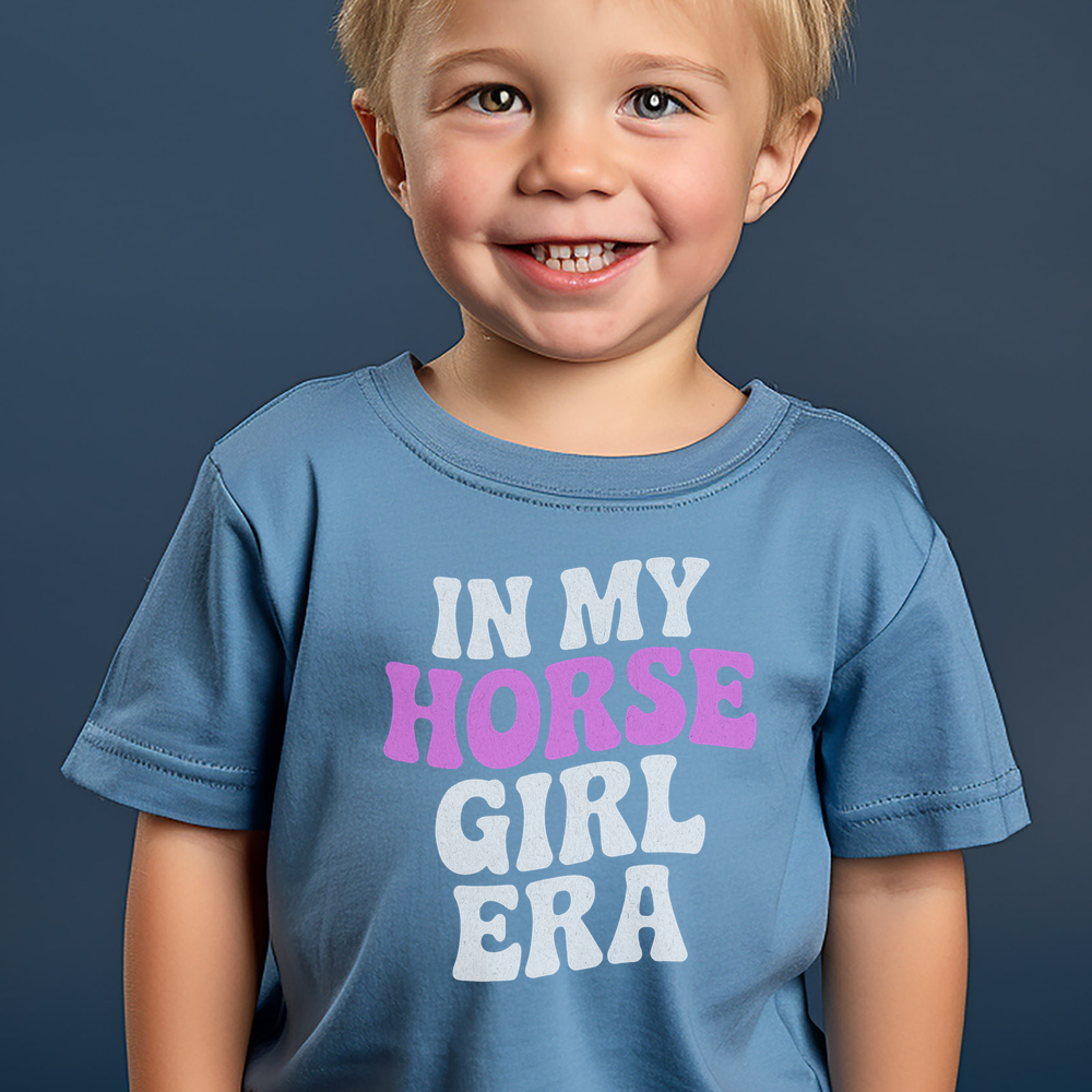 Horse Girl Era Toddler Tee - Heather Columbia Blue