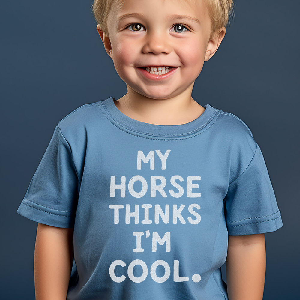 My Horse Thinks Im Cool Toddler Tee - Heather Columbia Blue