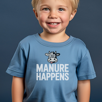 Manure Happens Toddler Tee - Heather Columbia Blue