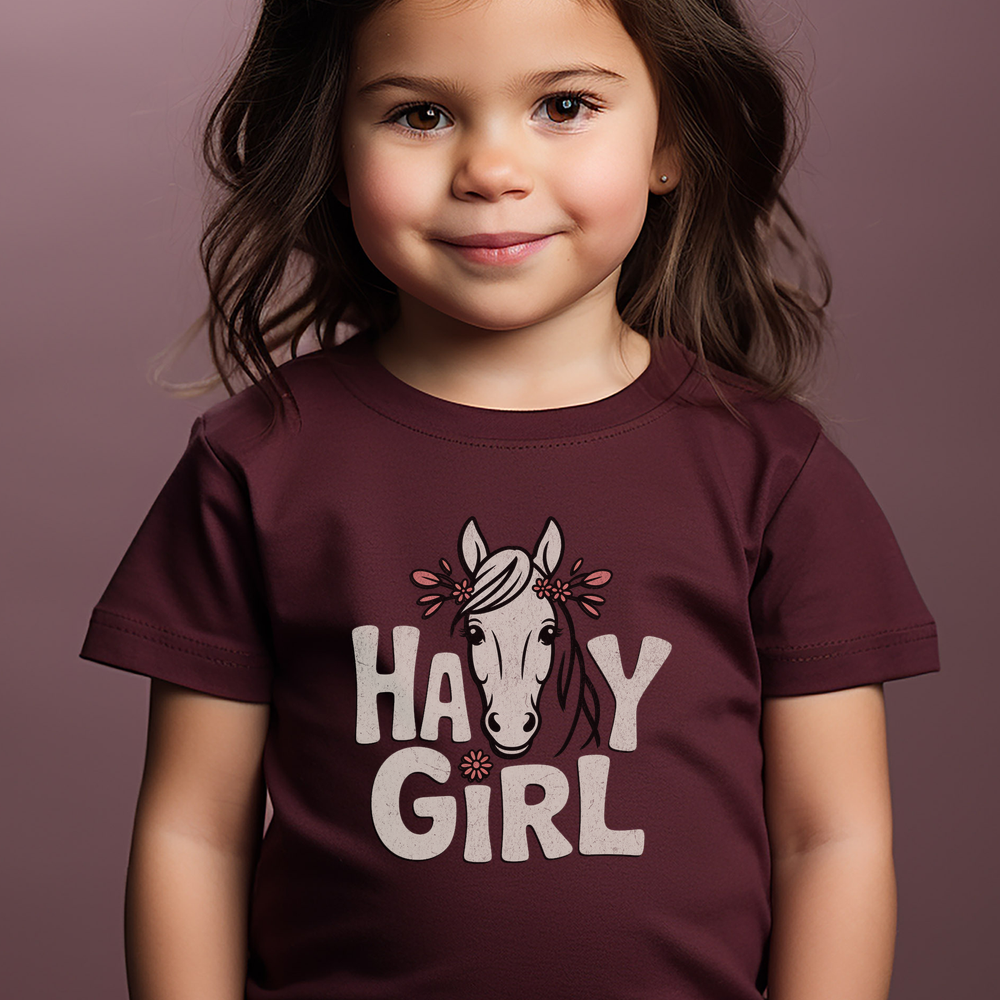Hay Girl Toddler T Shirt - Heather Maroon